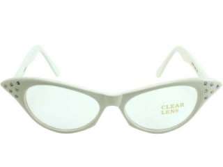 OFF WHITE 50s CAT EYE SUNGLASSES ROCKABILLY CRY BABY  