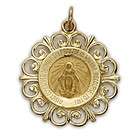 st real 14k gold round ornate miraculous medal virgin expedited