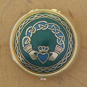 Celtic Knot Claddagh Pill Box Made in England 22K Plate  