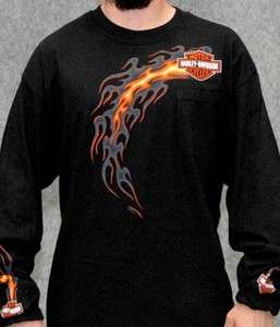 Harley Davidson Mens Heat Shield Black Long Sleeve Pocket T Shirt 