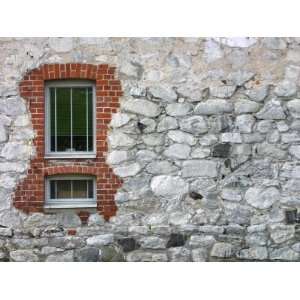  Exterior of Stone and Brick Building with Window Stretched 