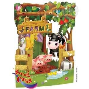  Santoro Interactive 3 D Swing Greeting Card, Farmyard 