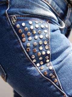 NEW SALE!! Fashion studs Slim Fit Destroyed Ripped Skinny Jeans  