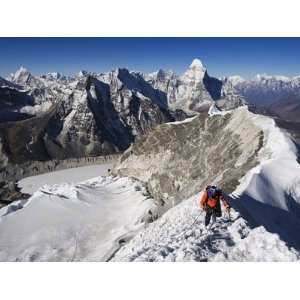 Climber on Summit Ridge of Island Peak, Solu Khumbu Everest Region 