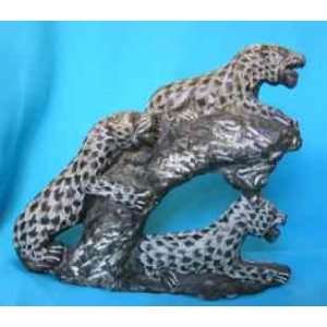  Soapstone Carved Triple Cheetah 