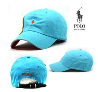Polo Cap Baseball Golf Hat Aqua Color Cap with Light Orange Small Logo 