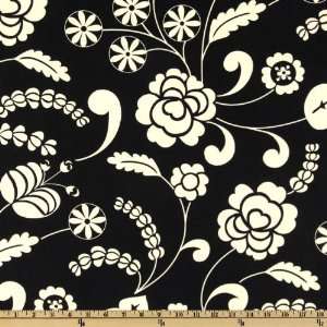  44 Wide Snow Flower Snow Buds Black Fabric By The Yard 