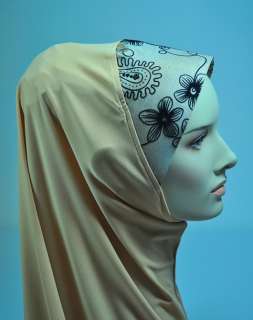 1pc Slip On Lycra Scarf Shawl Hijab Light BrownEx. Long  