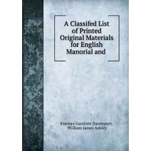  A Classifed List of Printed Original Materials for English 