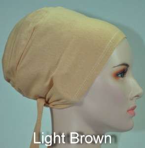 100% Cotton Under Scarf Shawl Bonnet Hijab Light Brown  
