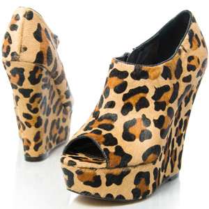 STEVE MADDEN WICKED L Leopard Fur Wedge Platform Sandal  