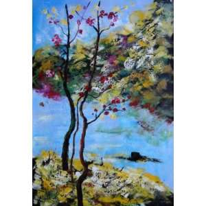  Spring Pink Flower Tree Oil Painting 36 x 24 inches: Home 
