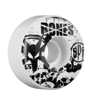  BONES Skullz SPF Skate Wheels White 55mm: Sports 