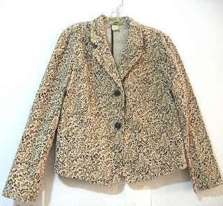 Sigrid Olsen Beige Floral Cotton Corduroy Jacket Blazer  