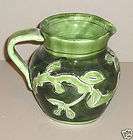 Green floral design glazed small pitcher Italy Italian