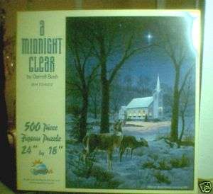 Midnight Clear 500 piece puzzle church and deer  