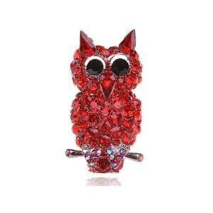  Red Big Eye Swarovski Rhinestone Ruby Red Devil Owl Perch Bird 