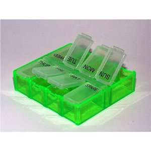   Compartments Pill Box Organizer Transparent Green  Made in the Usa