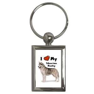  I Love My Siberian Husky Key Chain: Office Products