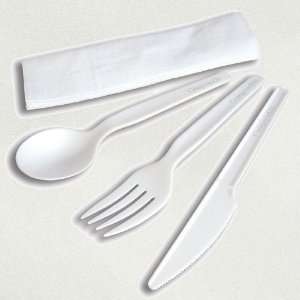 CPLA Compostable Cutlery Kit with Napkin:  Kitchen & Dining