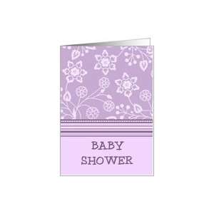  Purple Flowers Baby Shower for Girl Invitation Card Card 