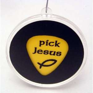  Pick Jesus Guitar Pick Ornament Yellow 