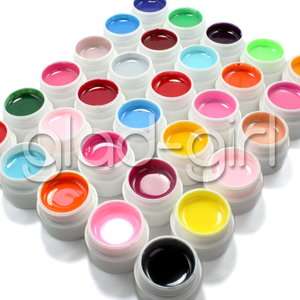 30 Color SOLID PURE UV Gel Builder Nail Art Polish Kit Set False Tips 