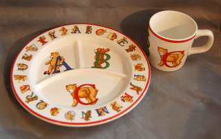 Tiffany & Co. Alphabet Bears Porcelain Child Plate Cup  