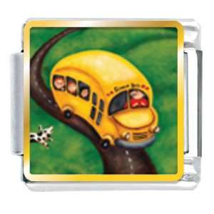   Yellow School Bus Italian Charms Bracelet Link: Pugster: Jewelry