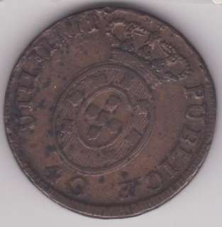 PORTUGAL 40 REIS TYPE OF 1827 1828 KING PETRUS, FINE  