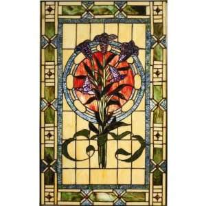  Window panel Tiffany stained glass floral design home 