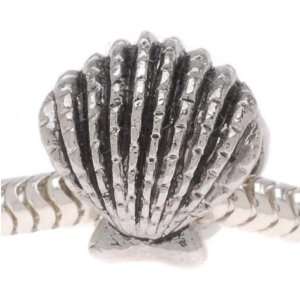  Silver Tone Clam Shell Shaped Bead   Fits Pandora (1 