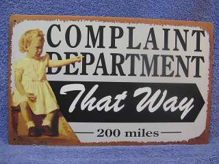 Complaint Dept. That Way Metal Sign Decor Funny Office  