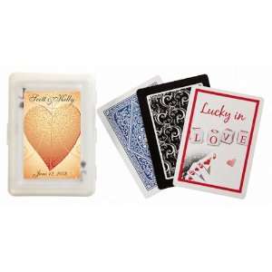 Baby Keepsake: Heart Shape Leaf Design Personalized Playing Card 