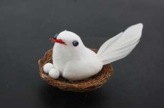 Miniature Artificial 50 Bird in Nest & Egg   White Dove  