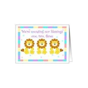  Little Lions Starry Sky Triplets Baby Announcement cards 