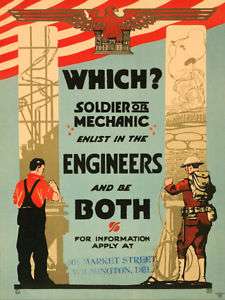 1919 World War I (WWI) Recruiting Engineers Poster  