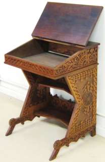 BEAUTIFUL HAND CARVED WALNUT ANTIQUE BUTLERS DESK 33 HIGH  