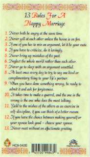13 Great Rules For A Happy Marriage Holy Prayer Card  