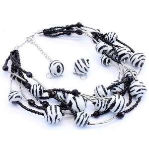  Western Cowgirl Zebra Print Multi Strand Necklace 