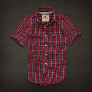   Hollister by Abercrombie Seagrove plaid Red shirt men New S, L  
