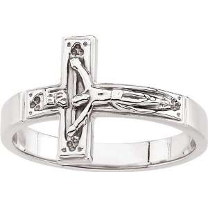  White Gold Crucifix Cross Chastity Ring: Diamond Designs: Jewelry