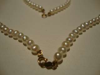 Vintage 14k solid yellow gold genuine pearl necklace and bracelet 