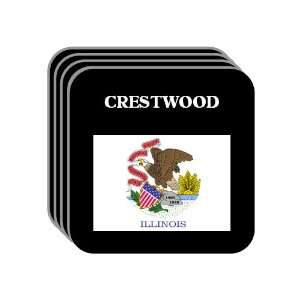  US State Flag   CRESTWOOD, Illinois (IL) Set of 4 Mini 