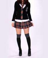Cute Schoolgirl Tartan Check Plaid Pleated Drawstring Waist Mini Skirt 