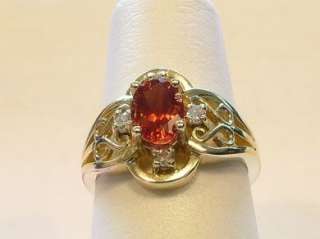 14K .75 ct Red Oregon Sunstone Diamond Ring NATURAL!  
