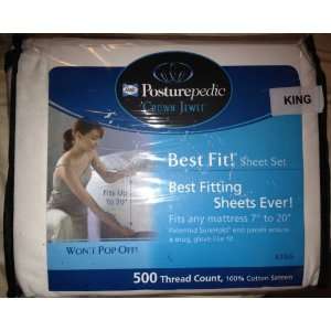 Sealy Posturepedic Best Fit Sheet Set Sheet King, White 