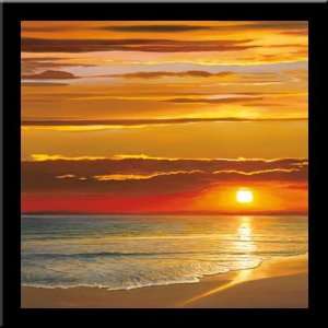  SUNSET ON THE SEA Beach Ocean art FRAMED PRINT   Dan 