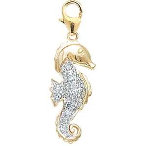   10ct HIJ Diamond Seahorse Spring Ring Charm Arts, Crafts & Sewing