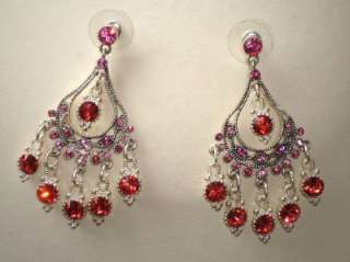 Gorgeous Swarovski Red and Rose chandelier earrings  